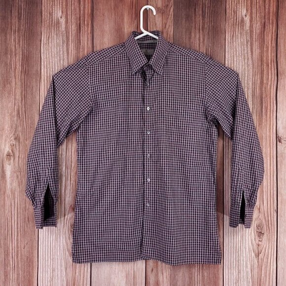 Canali 1934 Mens Large Plaid  Cotton Long Sleeve Button Down Shirt Made In Italy - Picture 1 of 14